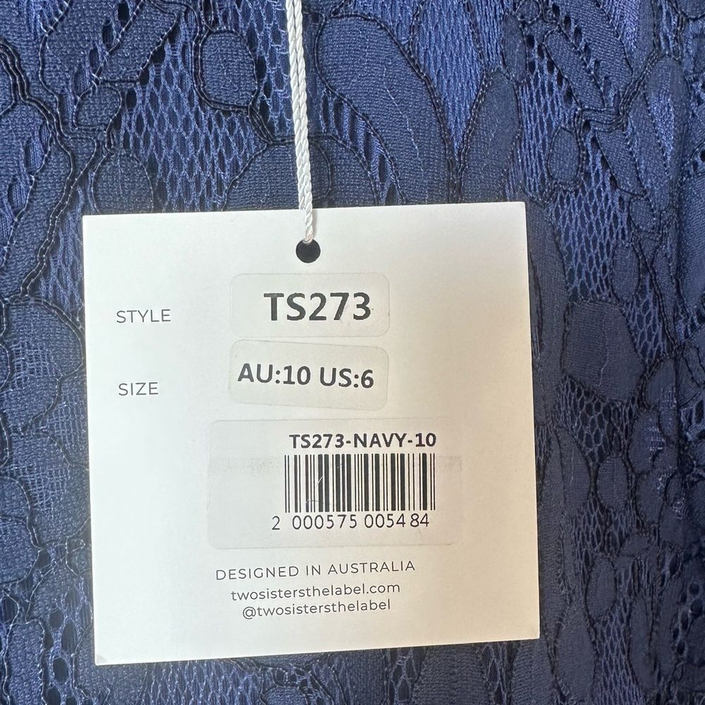 New Navy Lace mini Dress size 6 MEDINDIE DRESS romantic dress - Picture 9 of 10